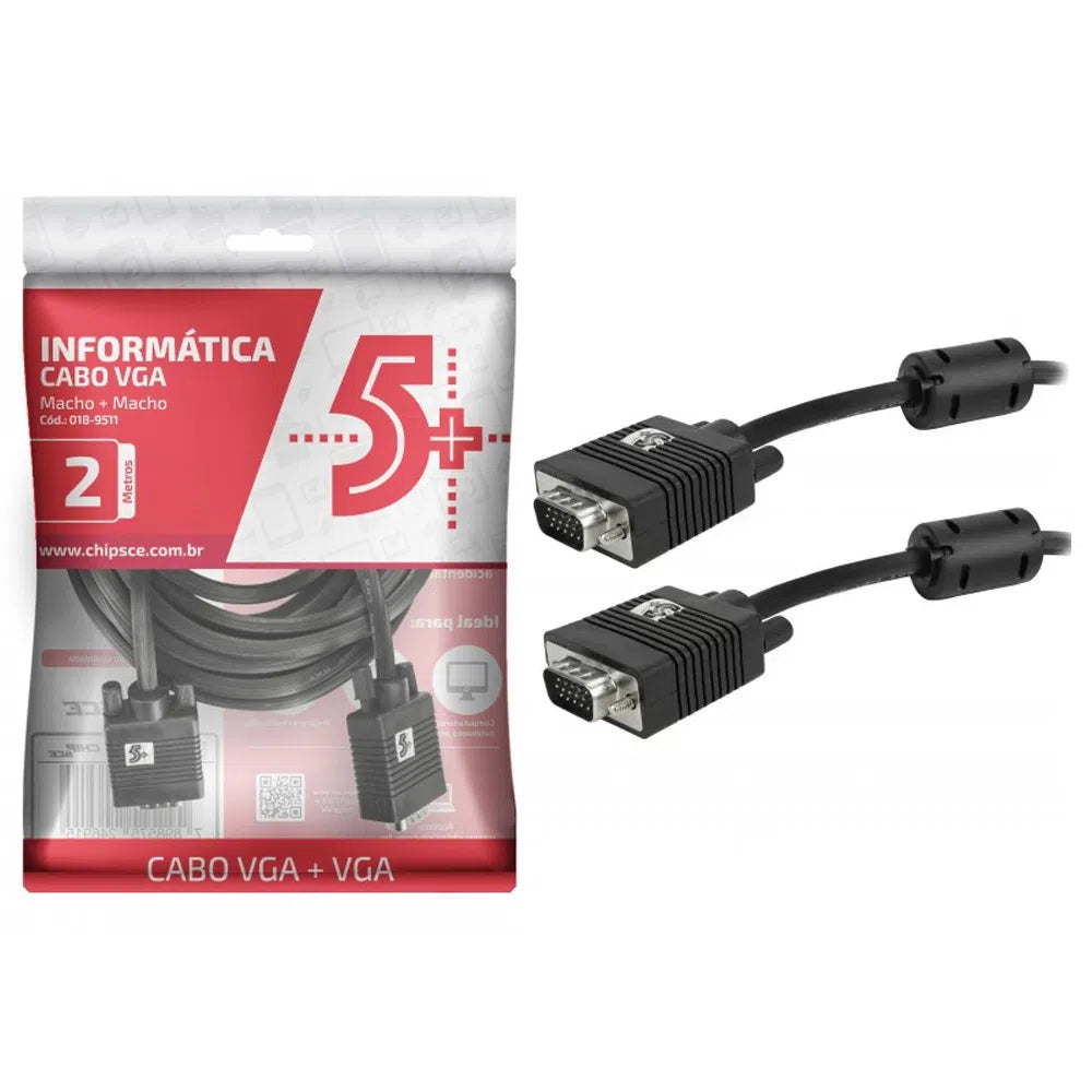 CABO VGA + VGA COM FILTRO PRETO 2,0M