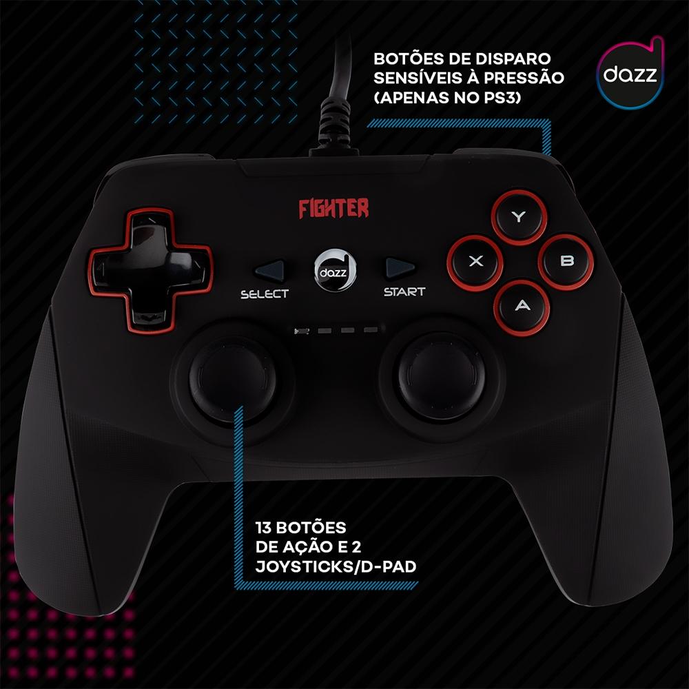 Controle Dazz Dualshock Fighter PC/PS3 Preto 623397