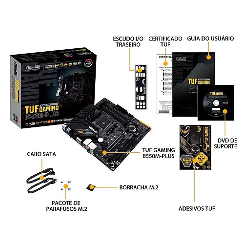 Placa-Mãe Asus TUF Gaming B550M-Plus, AMD AM4, mATX, DDR4