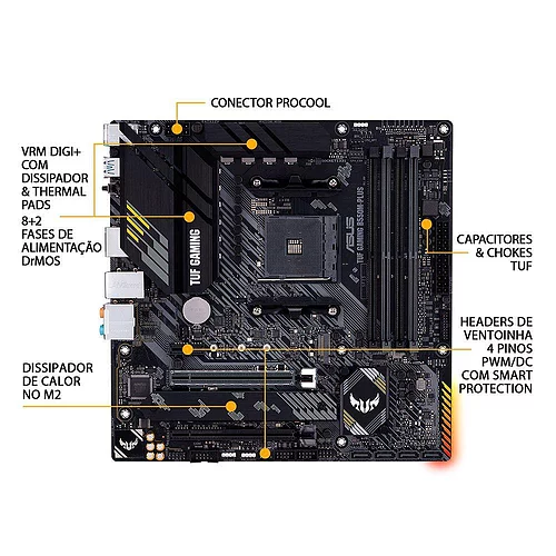 Placa-Mãe Asus TUF Gaming B550M-Plus, AMD AM4, mATX, DDR4