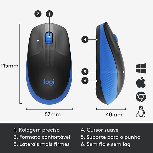 MOUSE SEM FIO LOGITECH M190
