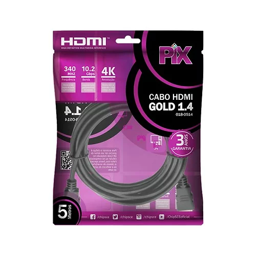 Cabo Hdmi Gold 1.4 - 4k Hdr 2m Pix