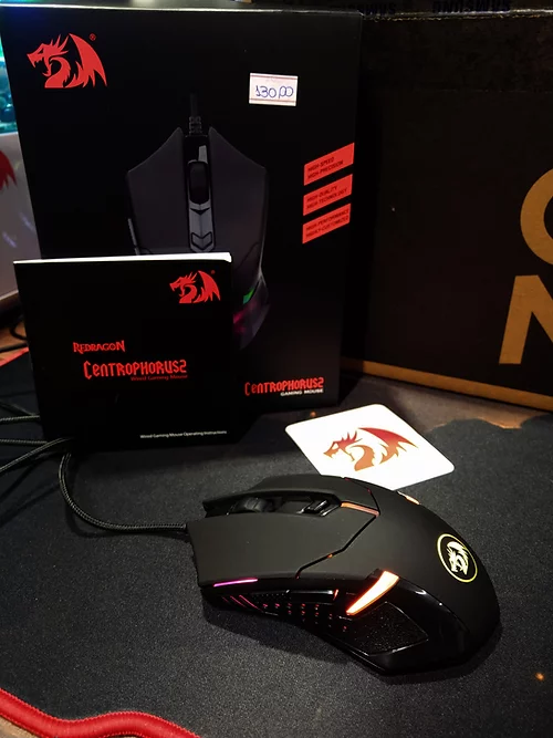 Mouse Gamer Redragon Centrophorus 2, Regulador Peso, 7200DPI, 6 Botões, RGB