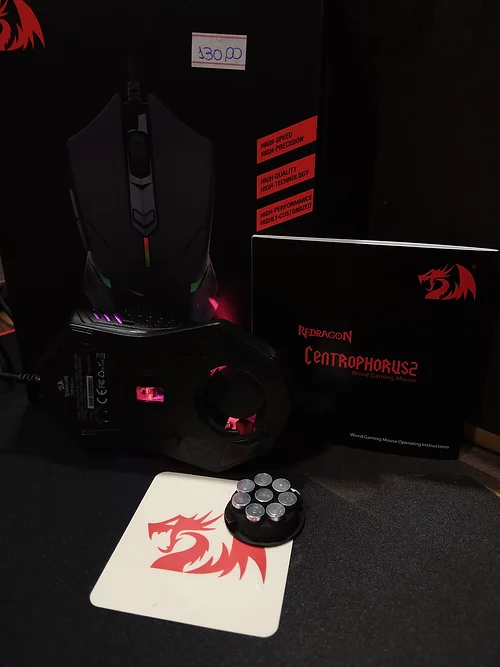 Mouse Gamer Redragon Centrophorus 2, Regulador Peso, 7200DPI, 6 Botões, RGB