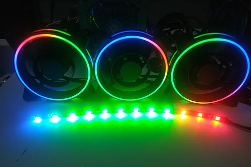 KIT 3 FANS RGB E FITA LED RAINBOW SLIM RING AF-Y1225