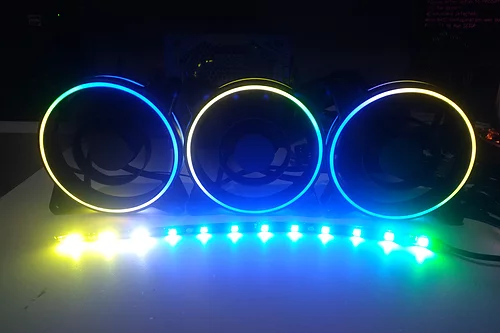 KIT 3 FANS RGB E FITA LED RAINBOW SLIM RING AF-Y1225