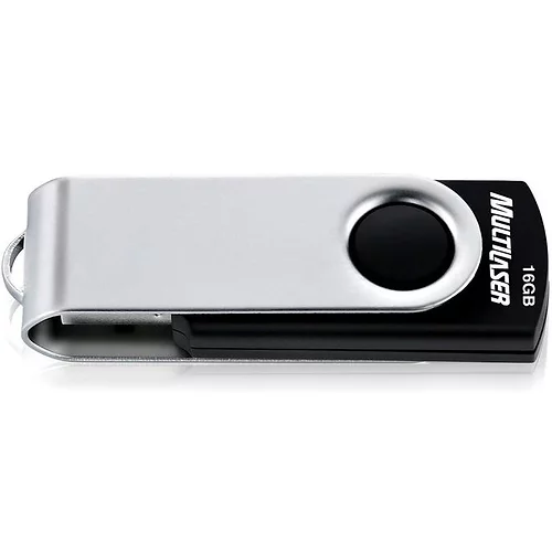 Pendrive Multilaser Twist 16gb 2.0 Preto E Prateado