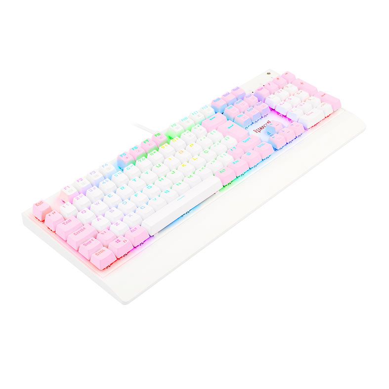 TECLADO MECANICO REDRAGON KALA, RGB, ABNT2, BRANCO E ROSA, K557