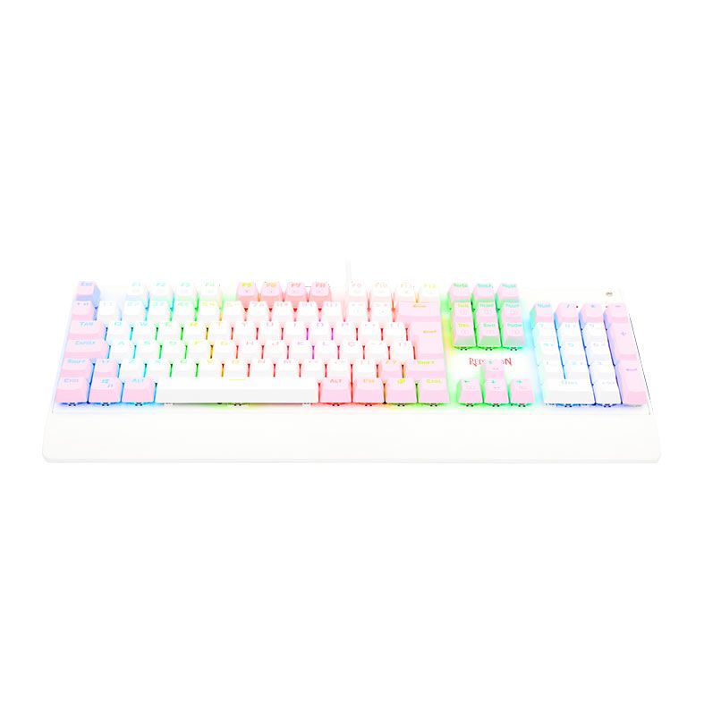 TECLADO MECANICO REDRAGON KALA, RGB, ABNT2, BRANCO E ROSA, K557