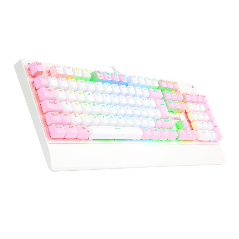 TECLADO MECANICO REDRAGON KALA, RGB, ABNT2, BRANCO E ROSA, K557