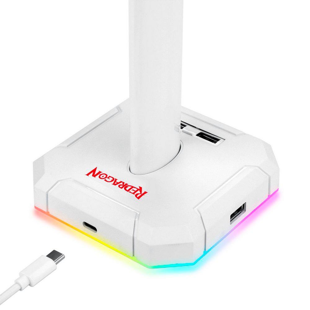 Suporte para Headset Redragon Scepter Pro, RGB, Branco - HA300-W