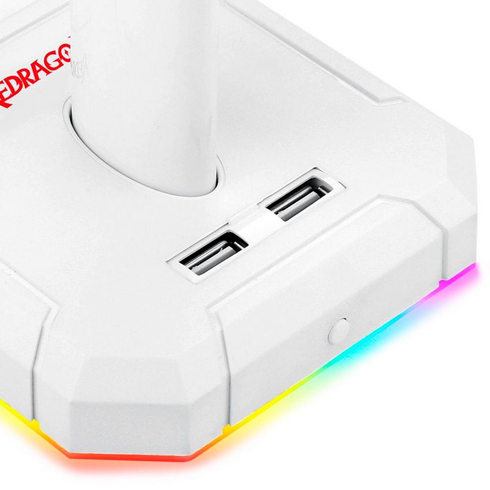 Suporte para Headset Redragon Scepter Pro, RGB, Branco - HA300-W