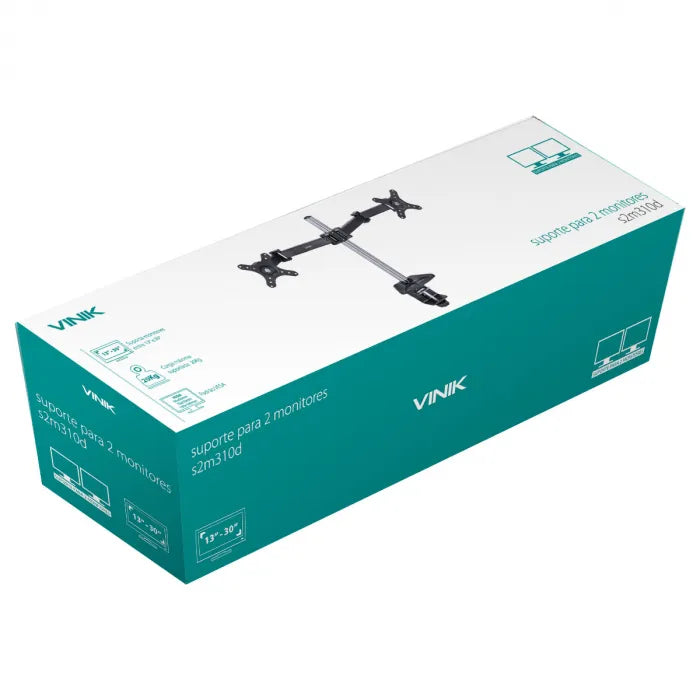 SUPORTE 2 MONITORES 13 a 30 polegadas VESA100 S2M310D Vinik