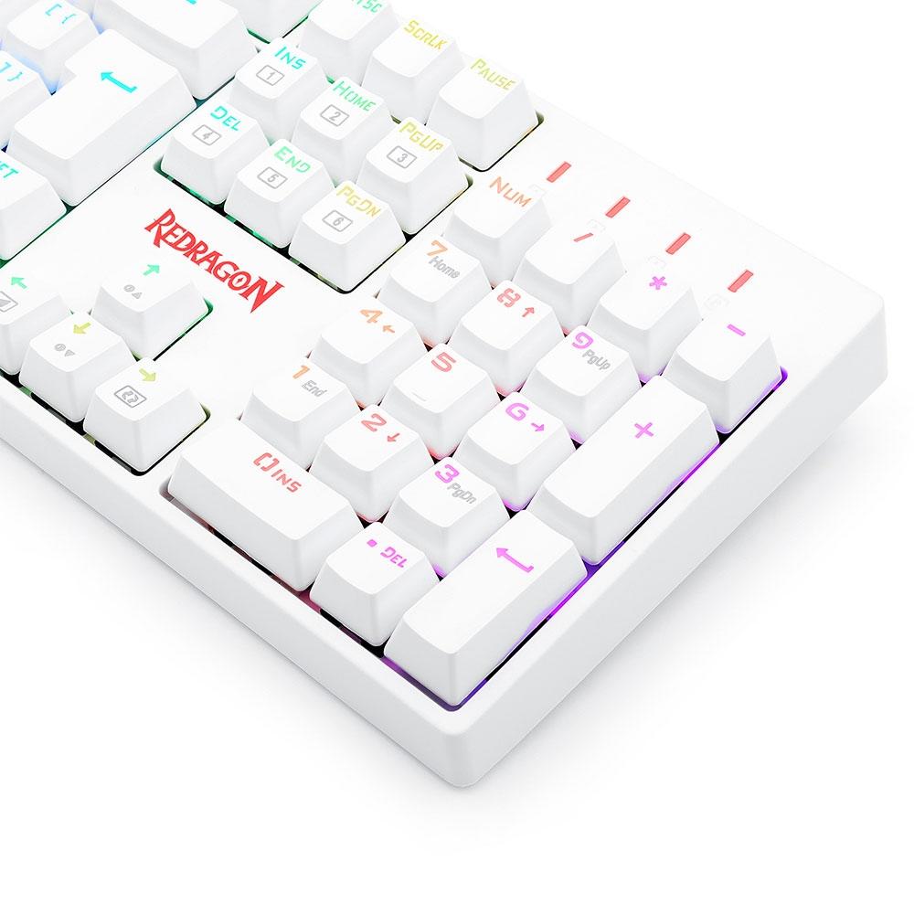 Teclado Óptico Gamer Redragon Surara Pro RGB,ABNT2, Keycaps ABS Doubleshot, Branco - K582W-RGB-PRO (PT-BLUE)