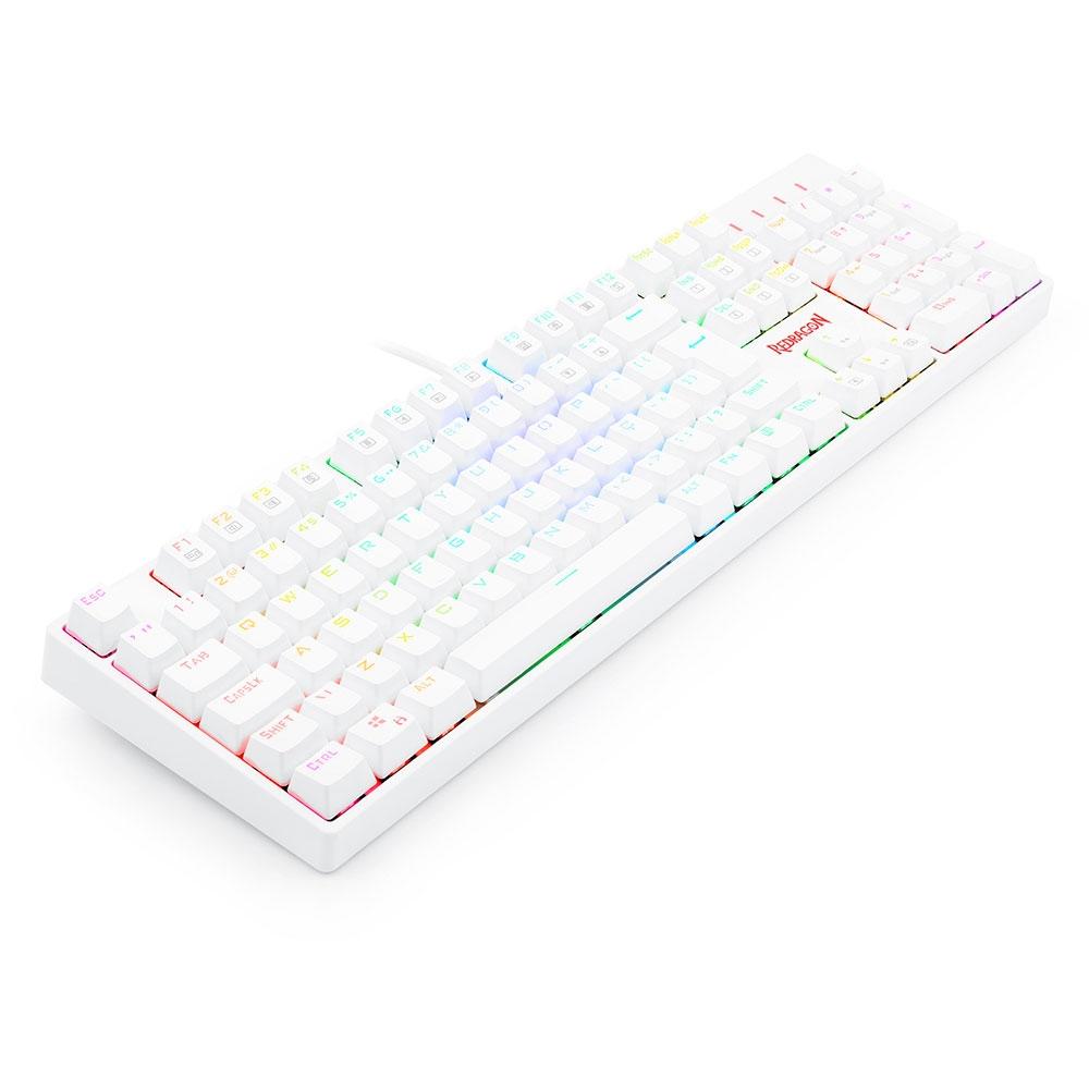 Teclado Óptico Gamer Redragon Surara Pro RGB,ABNT2, Keycaps ABS Doubleshot, Branco - K582W-RGB-PRO (PT-BLUE)