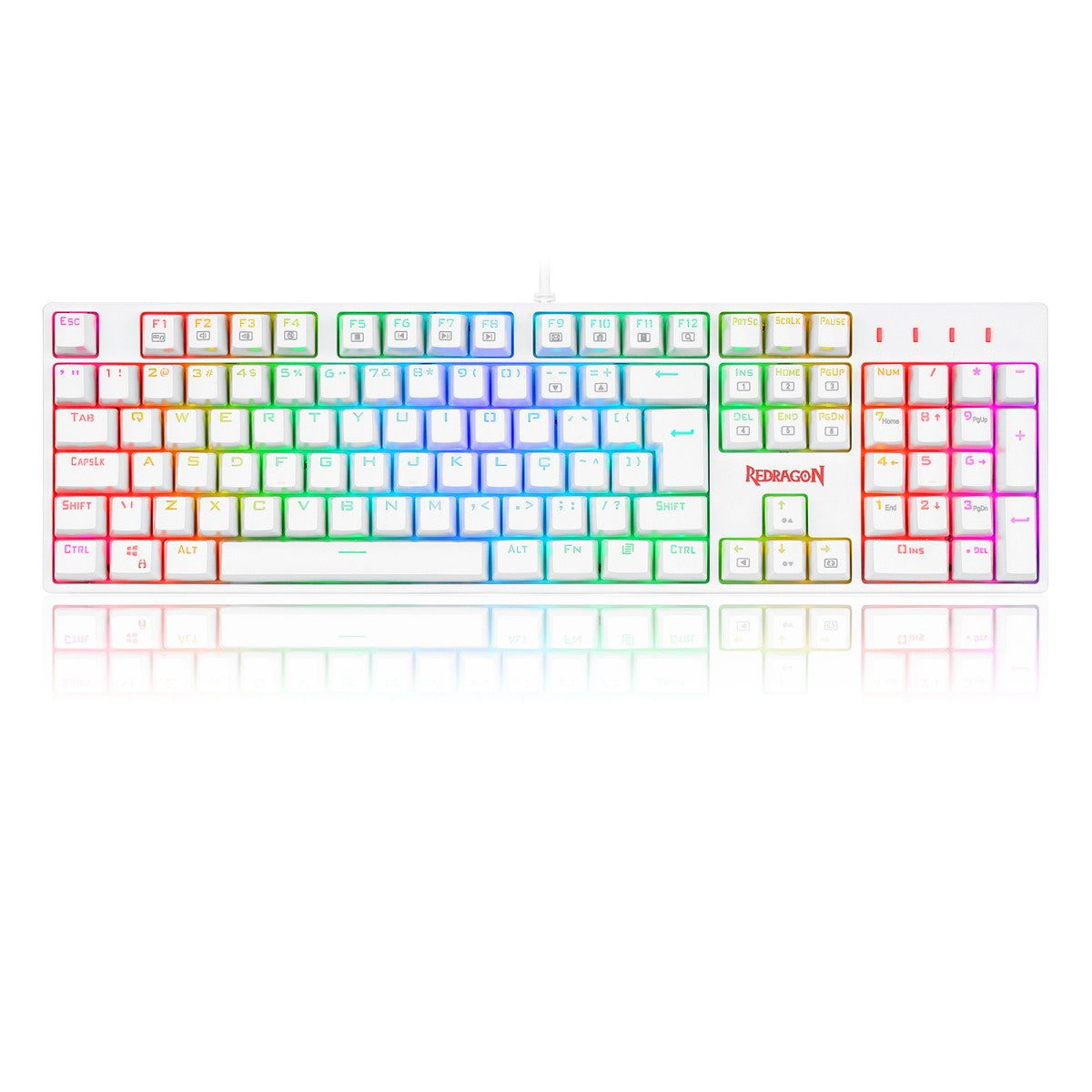 Teclado Óptico Gamer Redragon Surara Pro RGB,ABNT2, Keycaps ABS Doubleshot, Branco - K582W-RGB-PRO (PT-BLUE)