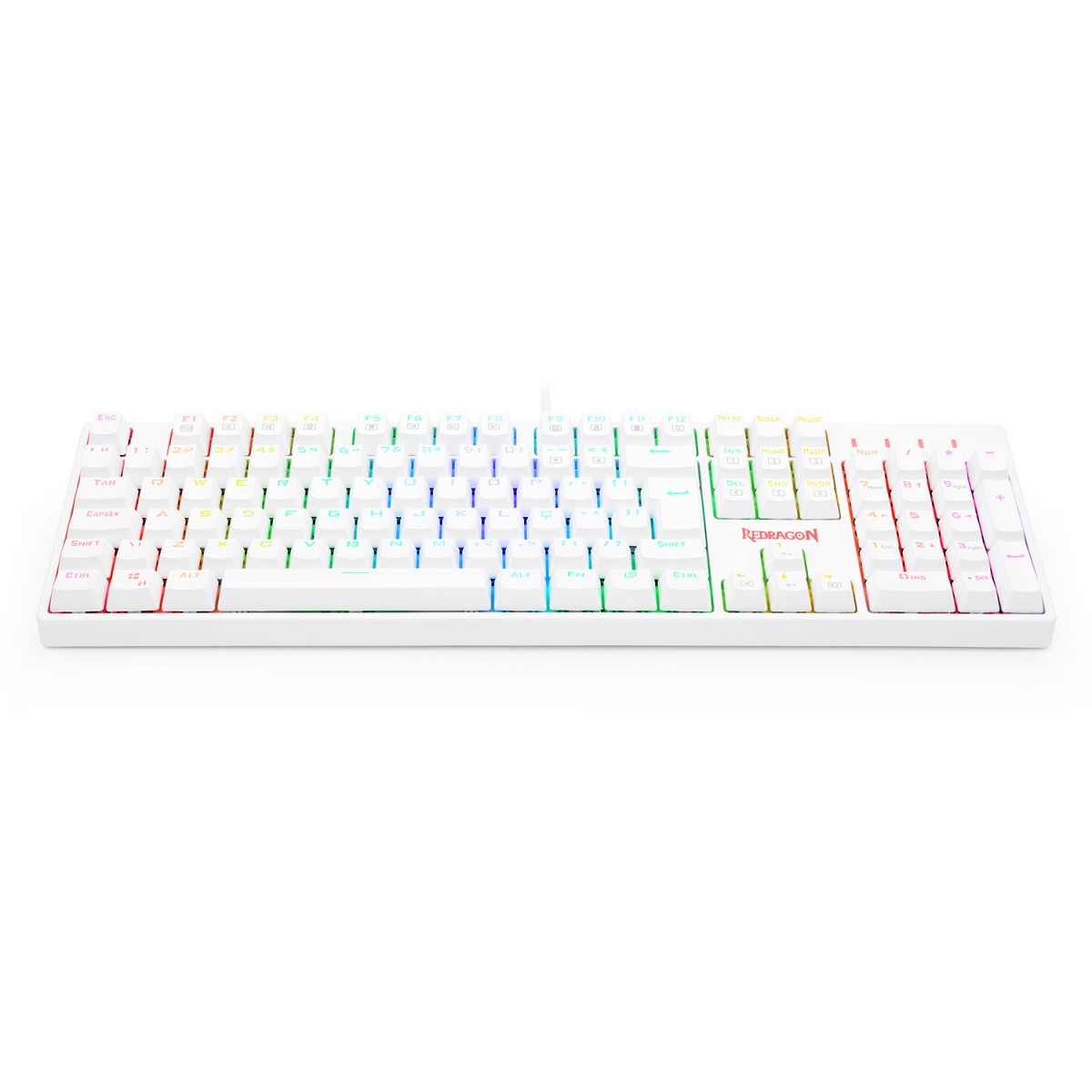 Teclado Óptico Gamer Redragon Surara Pro RGB,ABNT2, Keycaps ABS Doubleshot, Branco - K582W-RGB-PRO (PT-BLUE)