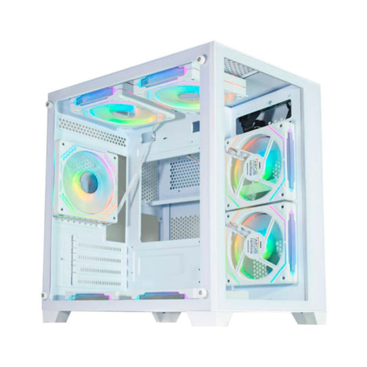 Gabinete Gamer K-MEX Aquario Micro White IV CG-W415, Mid Tower, Vidro Temperado, m-ATX, Sem Fan, Branco, CGW415RH002CB0X
