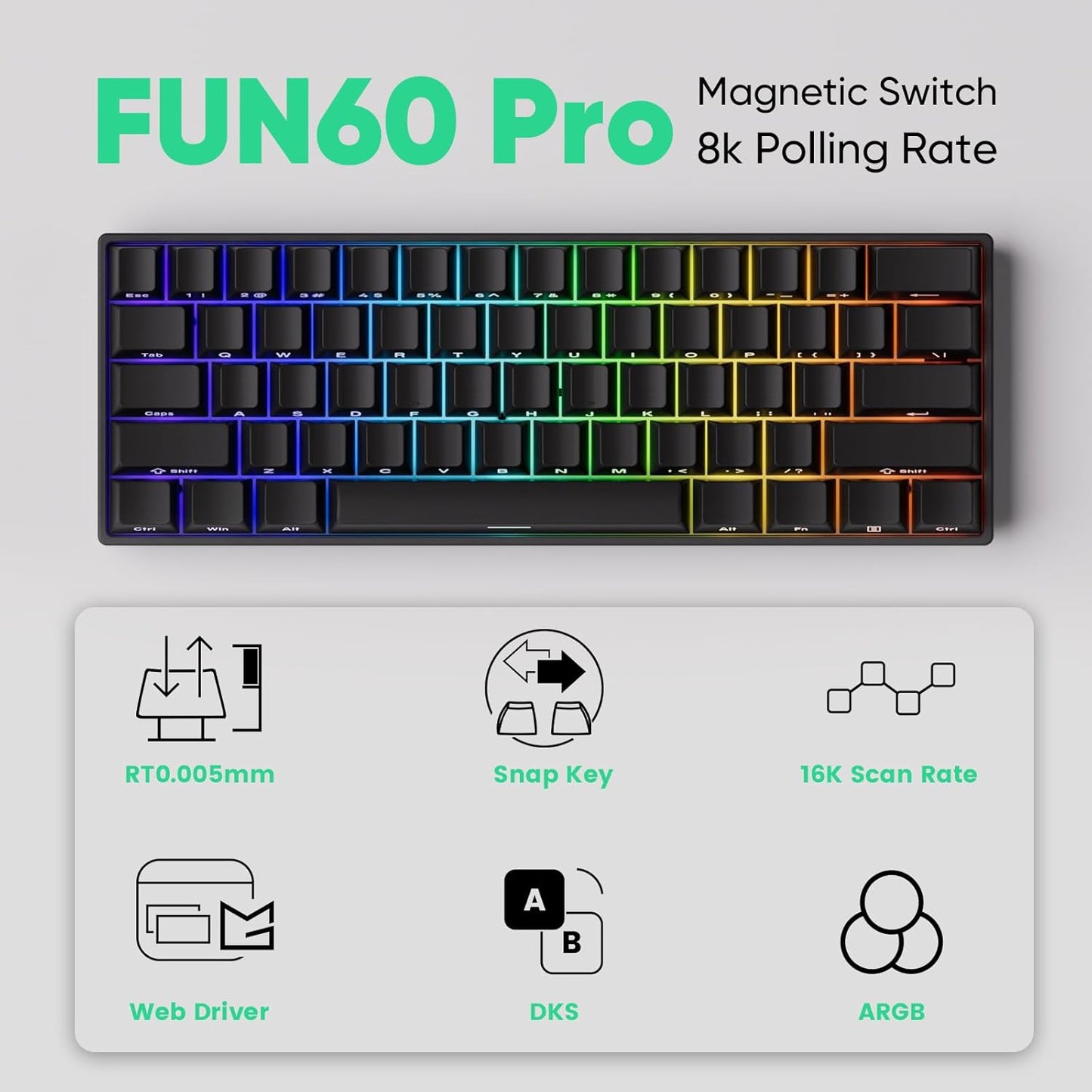 Teclado Mecânico Gamer Magnético Akko x Monsgeek Fun60 Pro SP Preto 8k Switch Akko Glare Linear AKKO01-00005-BLK Clique para ver a visualização completa Teclado Mecânico Gamer Magnético Akko x Monsgeek Fun60 Pro SP Preto 8k Switch Akko Glare Linear