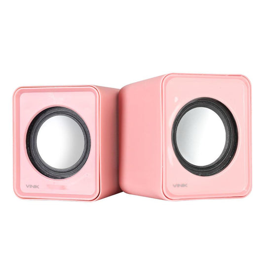 Caixa De Som 2.0 Vinik VS-01R 112357, Com Controlador De Volume USB, 5V, 2x1W, Rosa