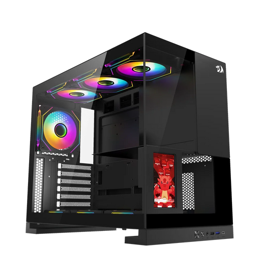 Gabinete Gamer Redragon Eternal Pro Preto Sem Fans Com Tela Lcd Ca-613b