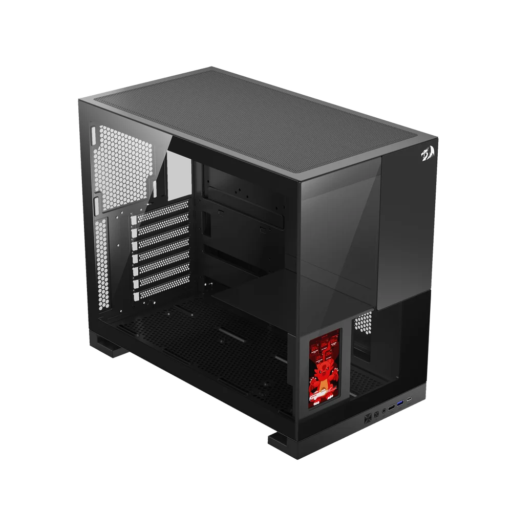 Gabinete Gamer Redragon Eternal Pro Preto Sem Fans Com Tela Lcd Ca-613b