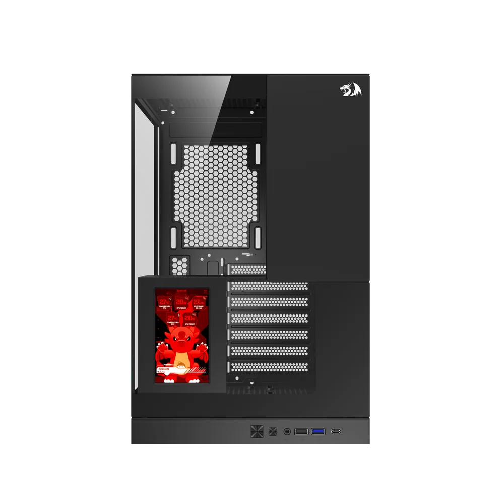Gabinete Gamer Redragon Eternal Pro Preto Sem Fans Com Tela Lcd Ca-613b