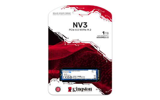 SSD Kingston NV3, 1 TB, M.2 2280, PCIe 4.0 x4, NVMe, Leitura: 6000 MB/s, Gravação: 4000 MB/s, Azul - SNV3S/1000G