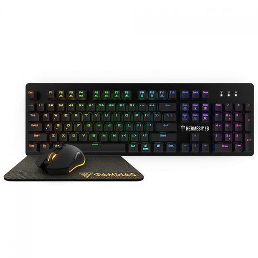 Combo Gamer Gamdias Hermes P1B 3 Em 1, Teclado, Mouse, Mousepad