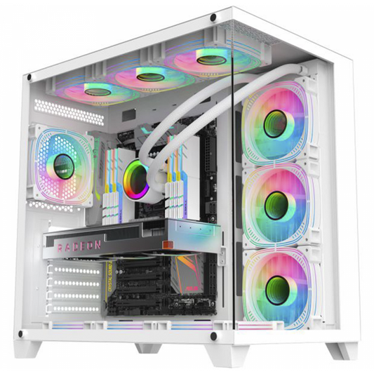 Gabinete Gamer K-MEX Ghost Shark, Aquario, Mid Tower, Vidro Temperado, ATX, White, Sem Fonte, Sem Fan, CGW2J1RH002CB0X