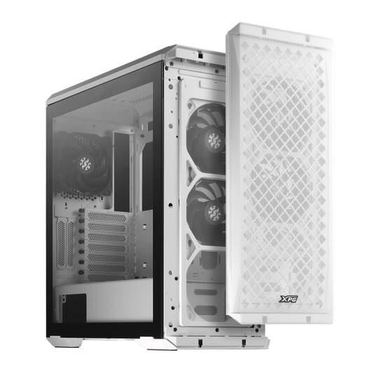 Gabinete Gamer XPG Defender, Mid Tower, Vidro Temperado, White, E-ATX, Sem Fonte, Com 3 Fans, DEFENDER WHCWW