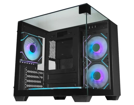 Gabinete Gamer K-Mex Vision Infinite II, Mid Tower, mATX, Lateral e Frente em Vidro Temperado, Preto - CG-01X2