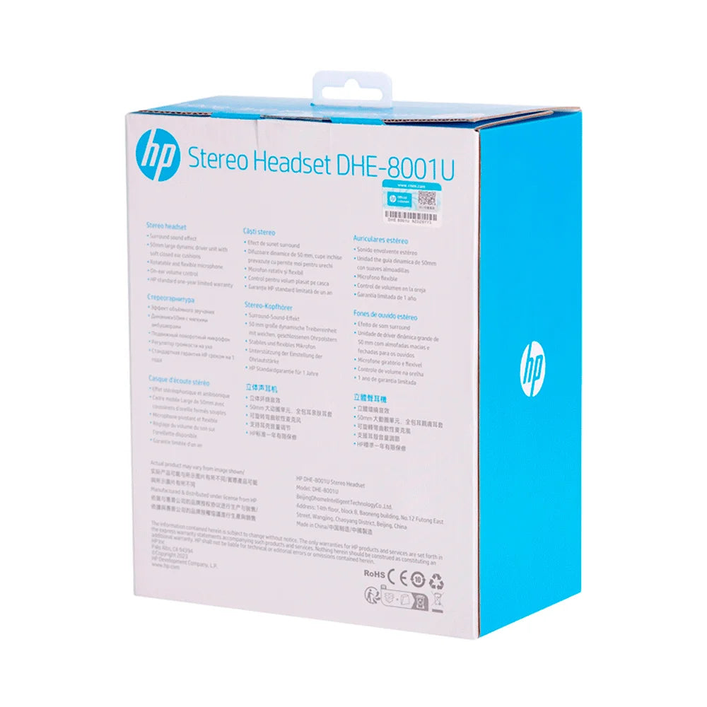 Headset Gamer HP, DHE-8001U, Conexão USB, 50mm - Preto