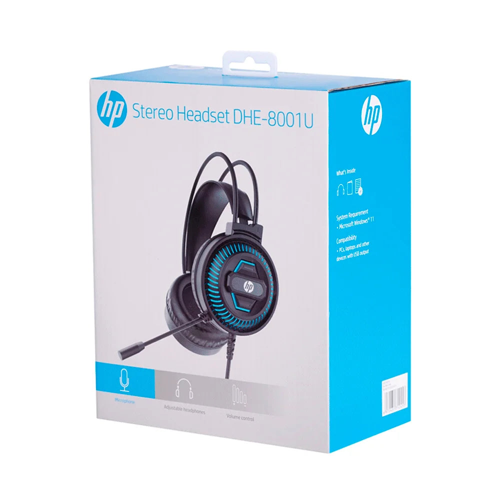 Headset Gamer HP, DHE-8001U, Conexão USB, 50mm - Preto