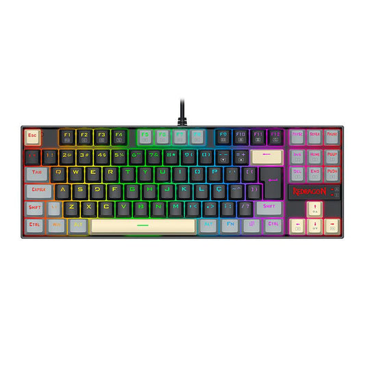 Teclado Mecanico Redragon Kumara, RGB, ABNT2, Switch Marrom, Preto/Cinza/Amarelo, K552LGY-RGB-PT-BROWN