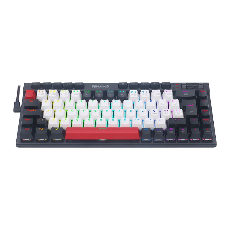 TECLADO MECANICO GAMER REDRAGON MAGIC WAND HEARTS, RGB, SWITCH BROWN, BRANCO E PRETO, K635WBR-RGB-PT-BROWN