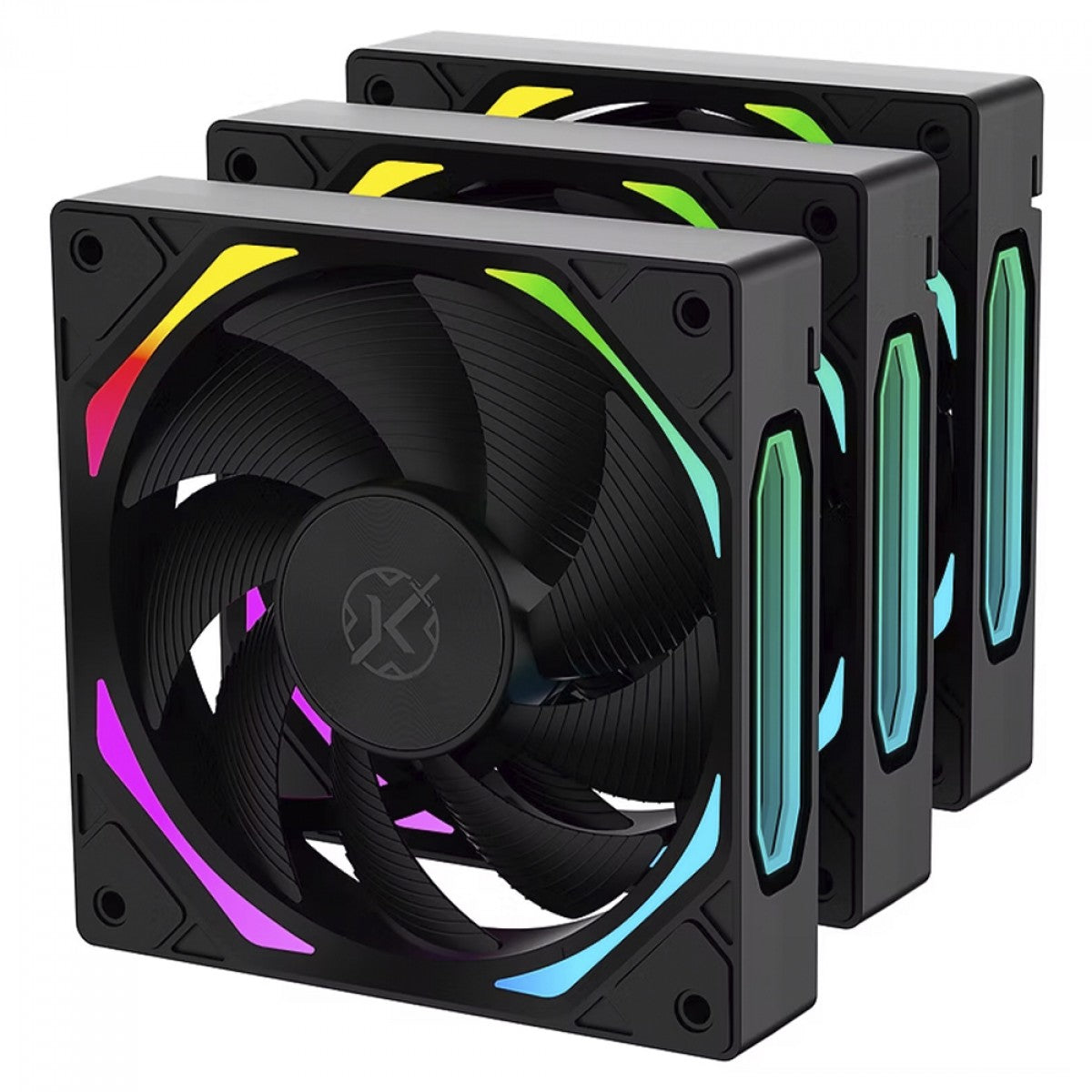 Kit Fan Com 3 Unidades Kalkan Halo ARGB, 120mm, PWM, Preto, KLK00019