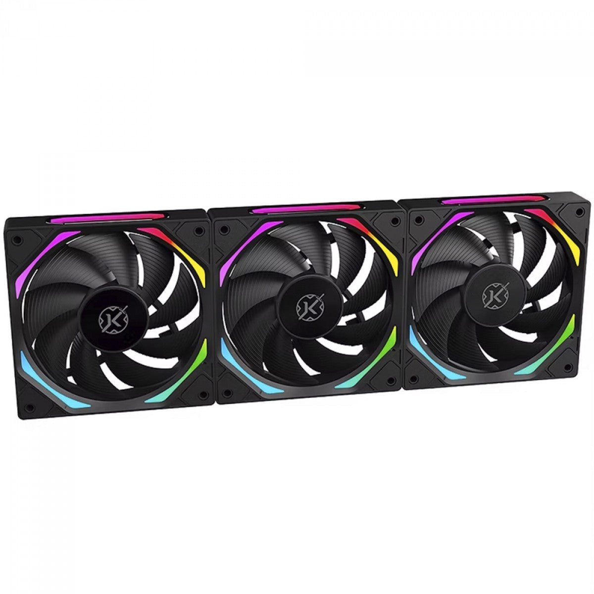 Kit Fan Com 3 Unidades Kalkan Halo ARGB, 120mm, PWM, Preto, KLK00019