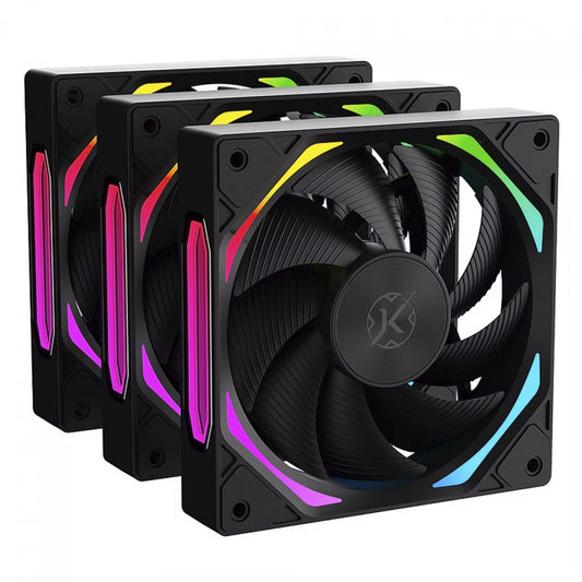 Kit Fan Com 3 Unidades Kalkan Halo ARGB, 120mm, PWM, Preto, KLK00019