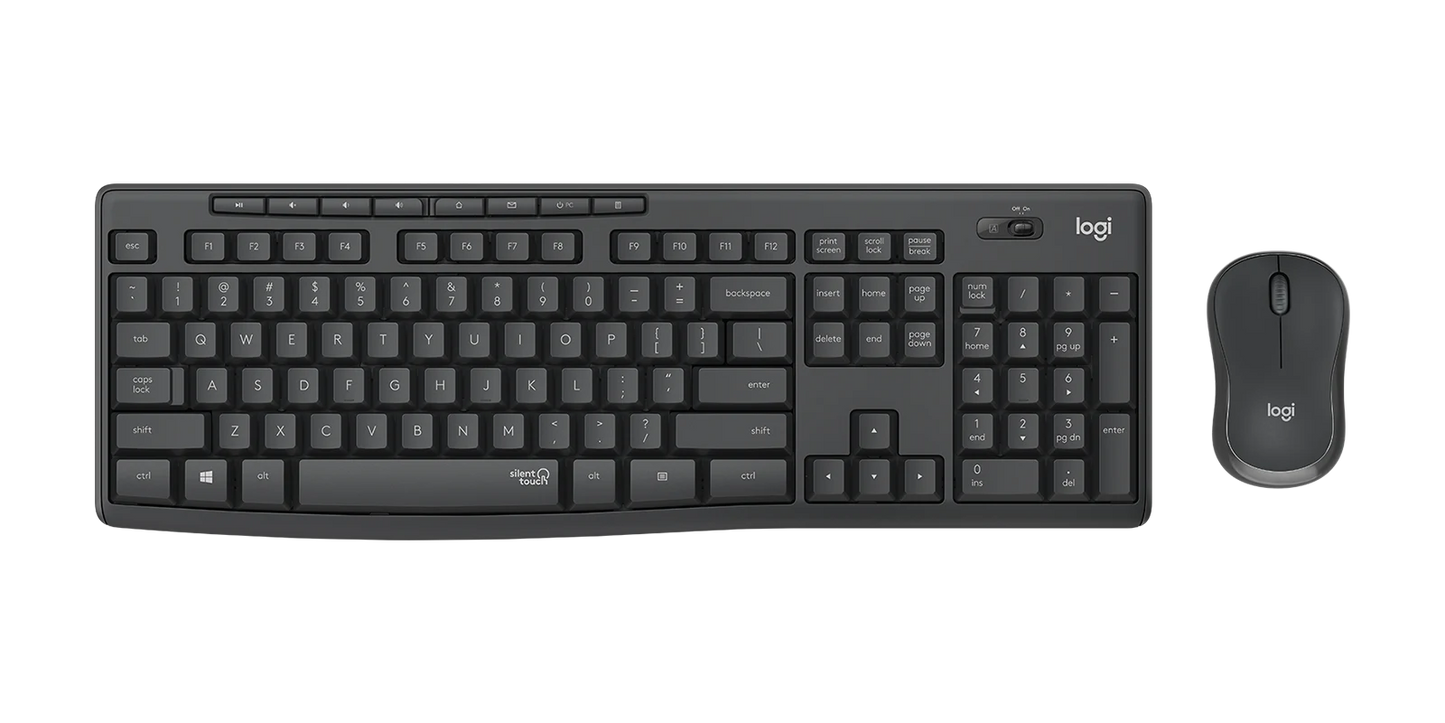 Teclado E Mouse Sem Fio Logitech MK295, Com Teclado Numérico, Resistente à derramamentos, Silent Touch, Wireless, Multimídia, ABNT2, USB, Preto - 920-009793