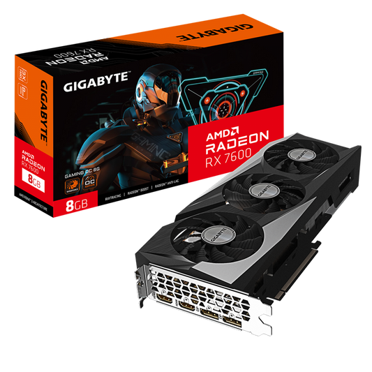 Placa De Vídeo Gigabyte AMD Radeon RX 7600 Gaming OC, 8GB, GDDR6, FSR, Ray Tracing, GV-R76GAMING OC-8GD
