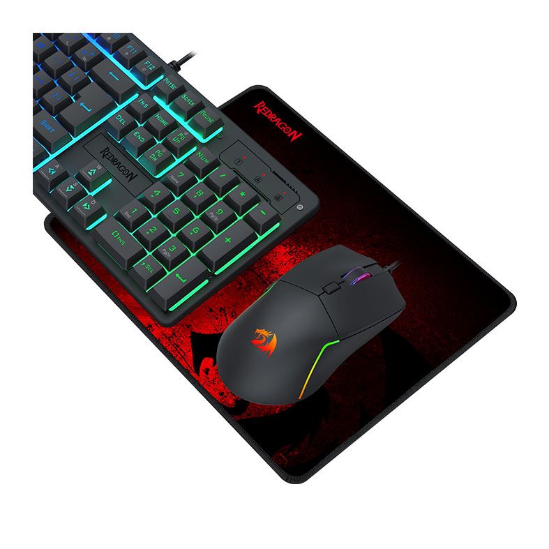 Kit Redragon Teclado + Mouse + Headset + Mousepad Essentials, RGB, 10000 DPI, S166