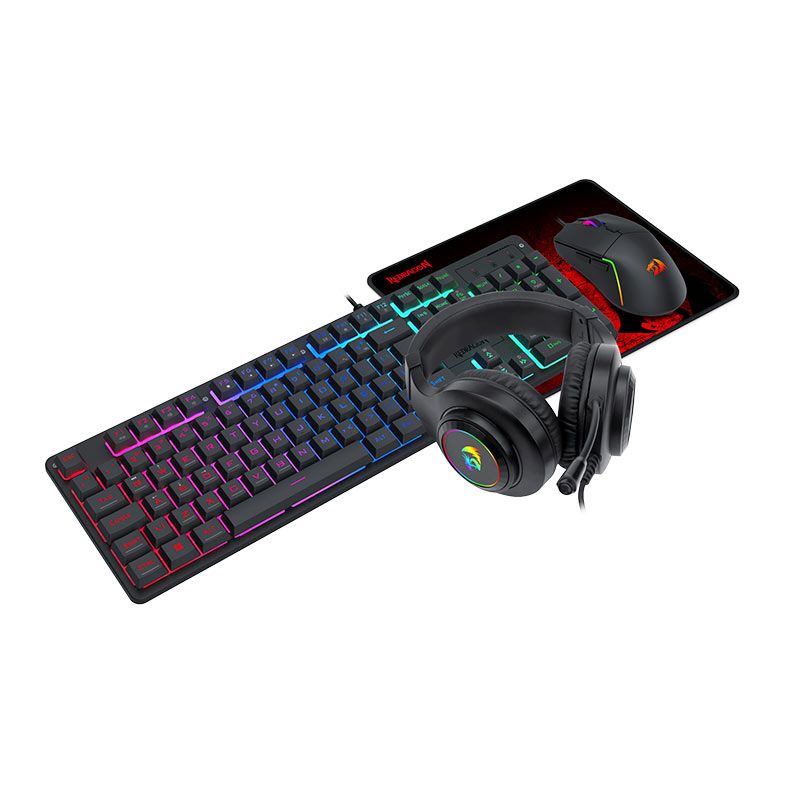 Kit Redragon Teclado + Mouse + Headset + Mousepad Essentials, RGB, 10000 DPI, S166