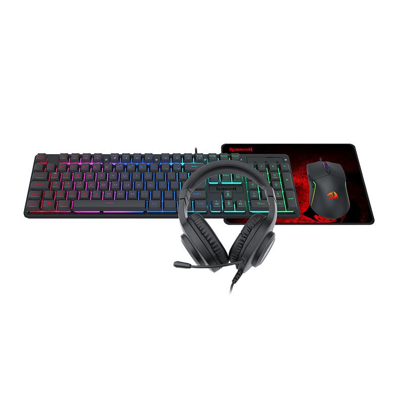 Kit Redragon Teclado + Mouse + Headset + Mousepad Essentials, RGB, 10000 DPI, S166