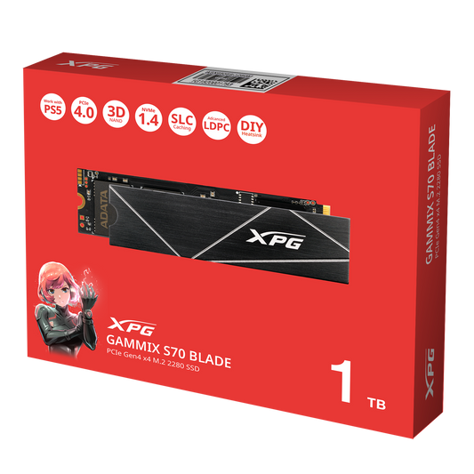 SSD XPG GAMMMIX S70 BLADE 1TB, M.2 2280 NVME, LEITURA 7400MB