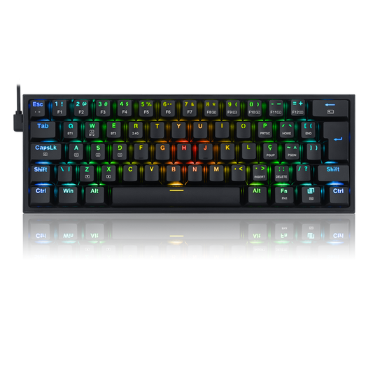 Teclado Mecânico Gamer Redragon Fizz Pro, Wireless, RGB, Switch Blue, ABNT2, Black, K616-RGB-B (PT-BLUE)