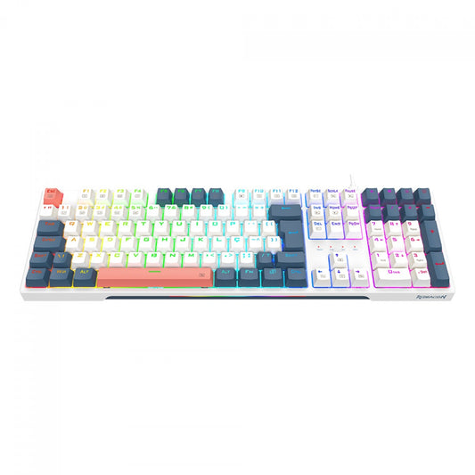 Teclado Mecânico Gamer Redragon Trundle, RGB, Switch Brown, ABNT2, Branco, Azul e Rosa, K668WBO-RGB (PT-BROWN)