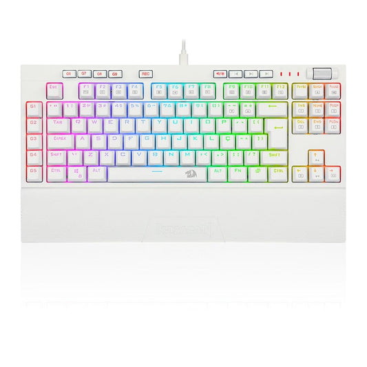 Teclado Óptico Mecânico Redragon Broadsword Pro, RGB, Switch Red, ABNT2, Branco - K588W-RGB-PRO (PT-RED)