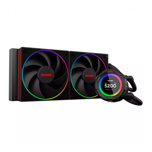 Water Cooler PcYes Vision Black Vulcan, ARGB, 240mm, Preto, VS240BV