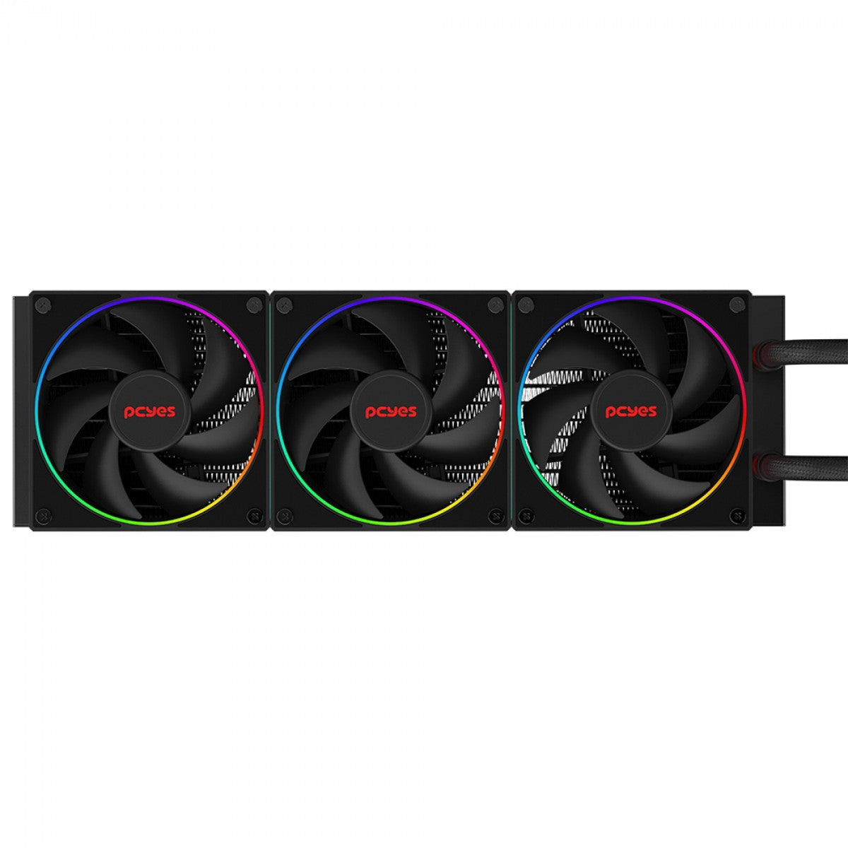 Water Cooler PCYES Vision Black Vulcan, ARGB, 360mm, Intel-AMD, Tela LCD, Preto, VS360BV